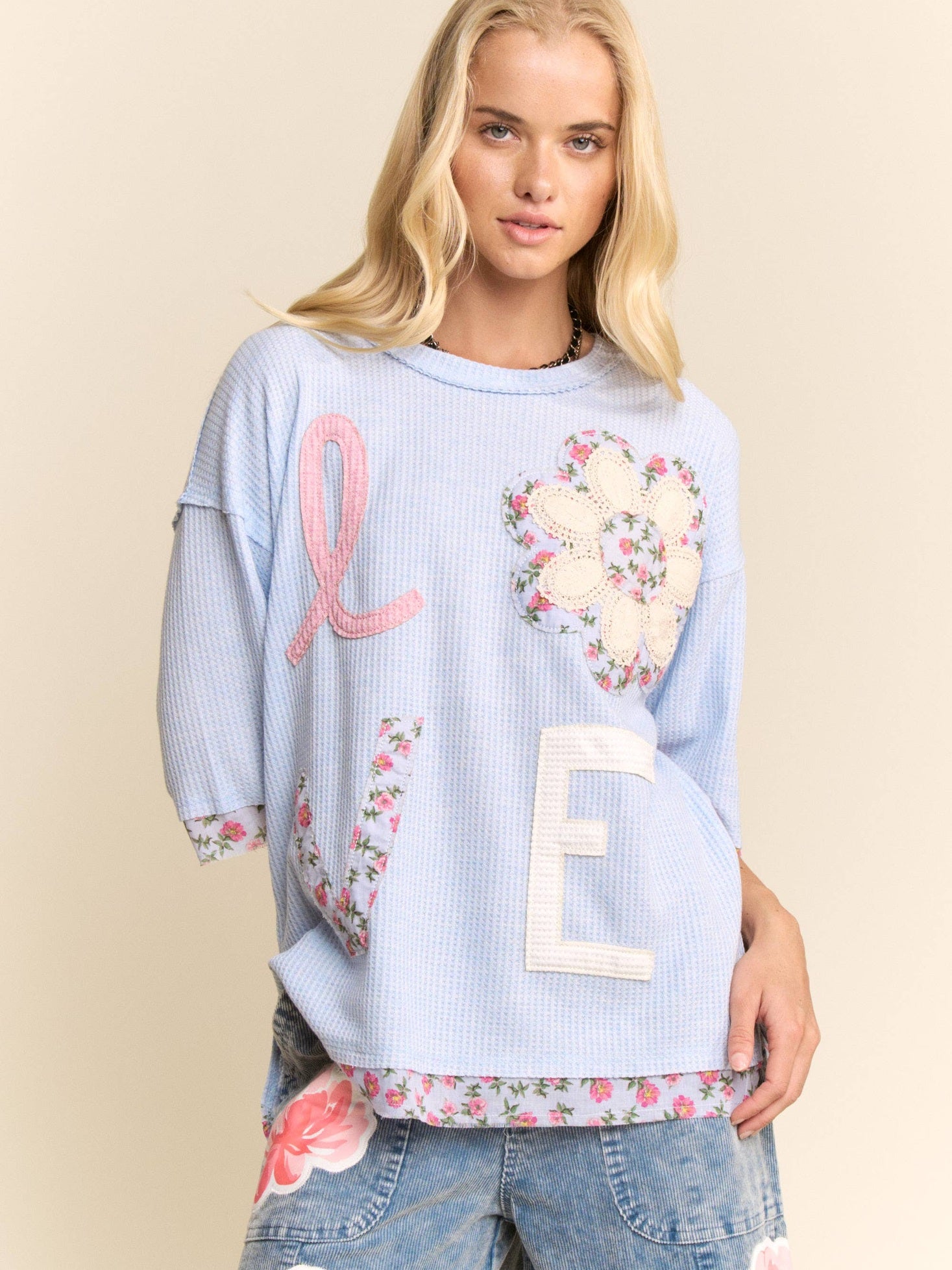 LOVE LETTER PATCHWORK TOP