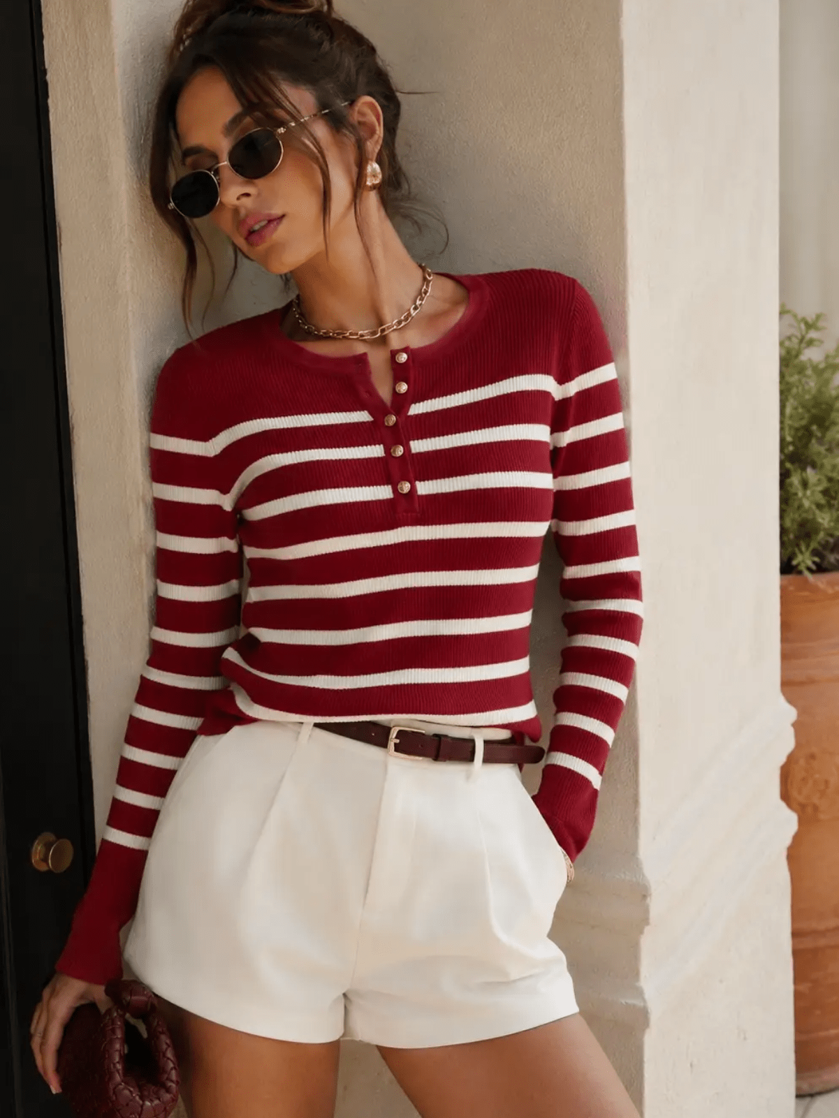 Stretchy striped sweater