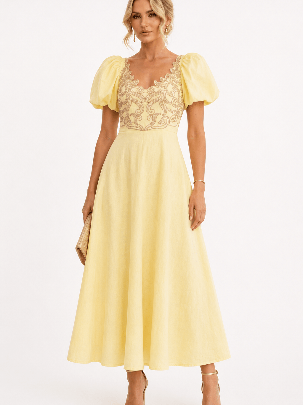 Lemon Chantilly Linen Dress