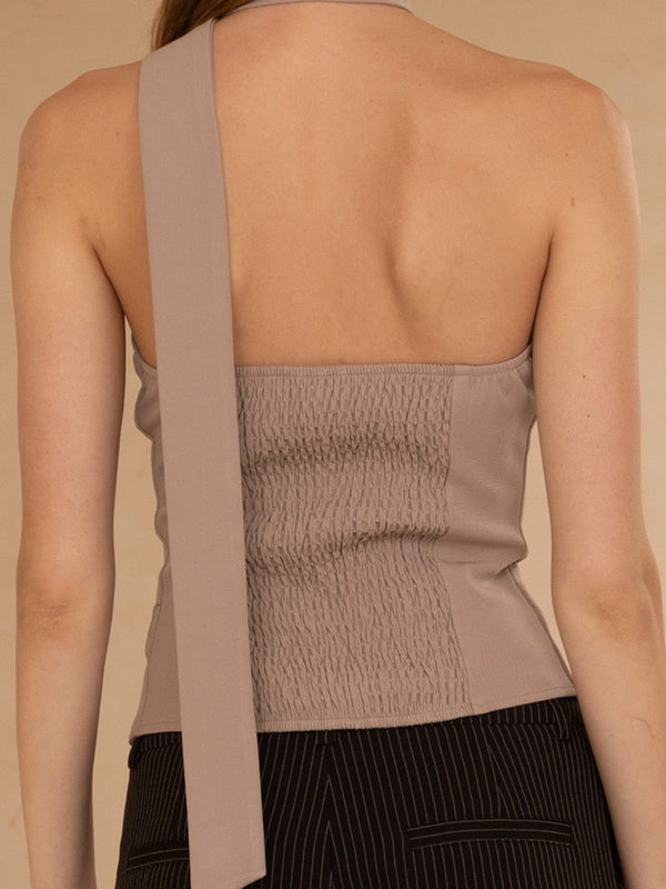 Mocha sleeveless t-shirt with scarf