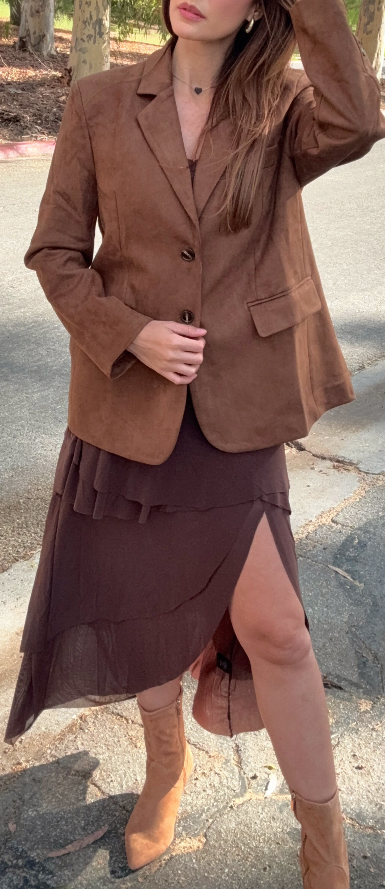 Loose suede blazer