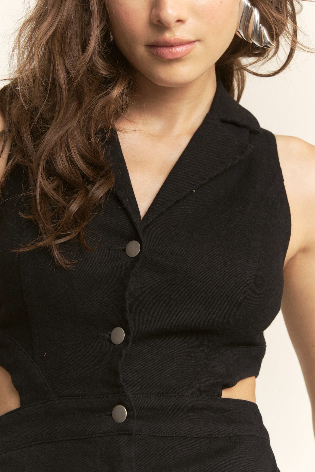 Black denim maxi dress