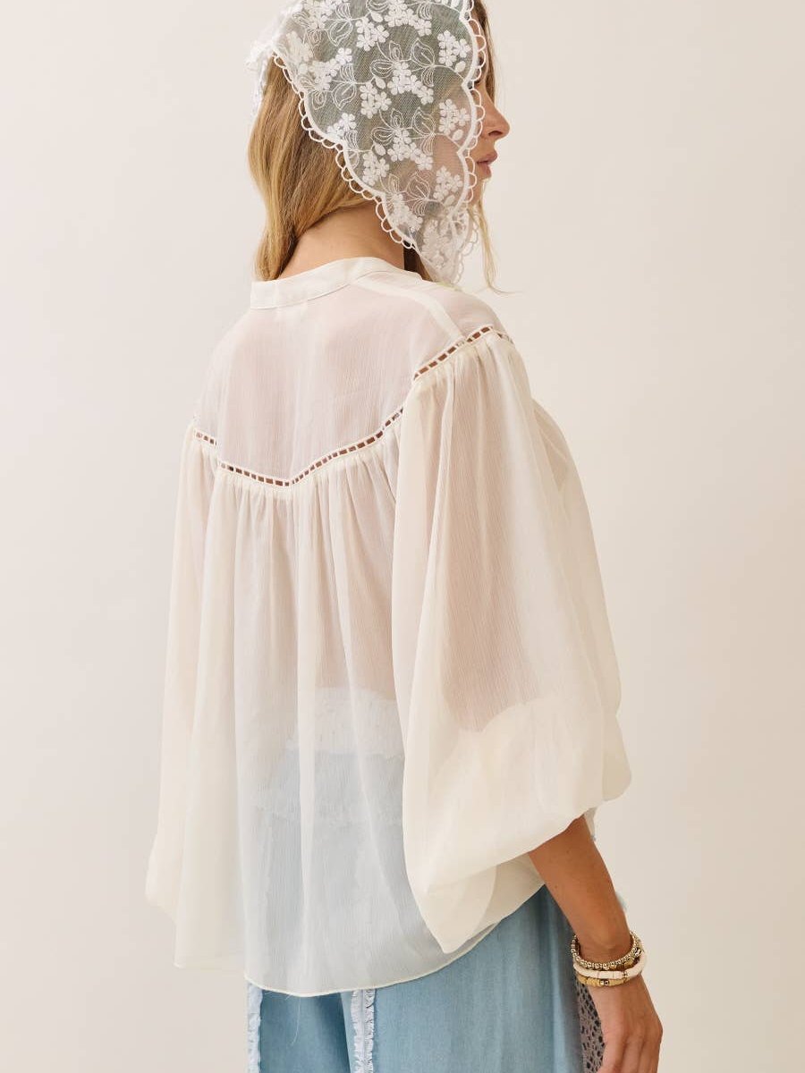 Sheer Yoke Blouse