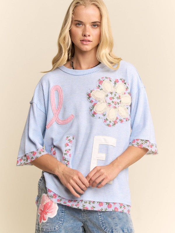 LOVE LETTER PATCHWORK TOP