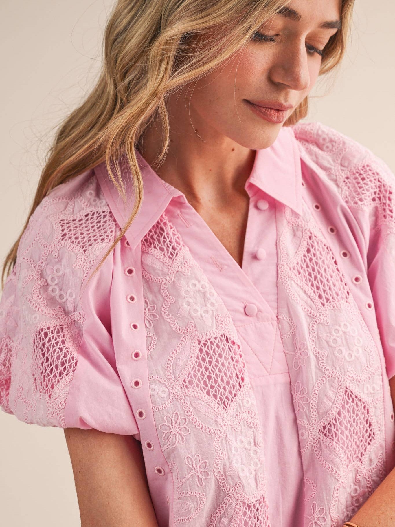 FLORAL EMBROIDERY CUT-OUT MINI DRESS