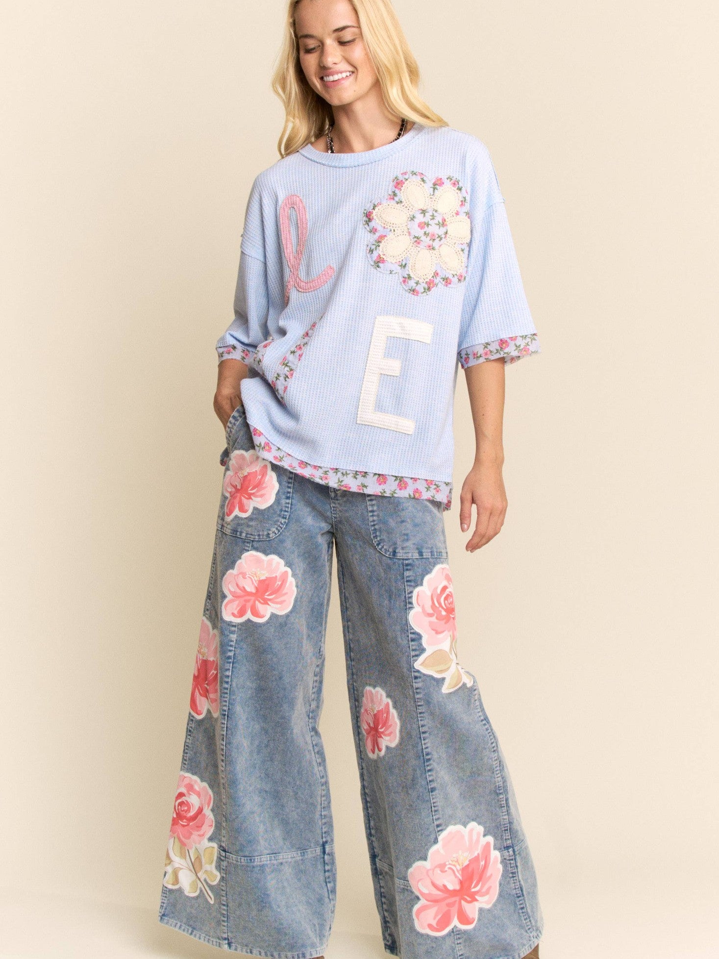 LOVE LETTER PATCHWORK TOP