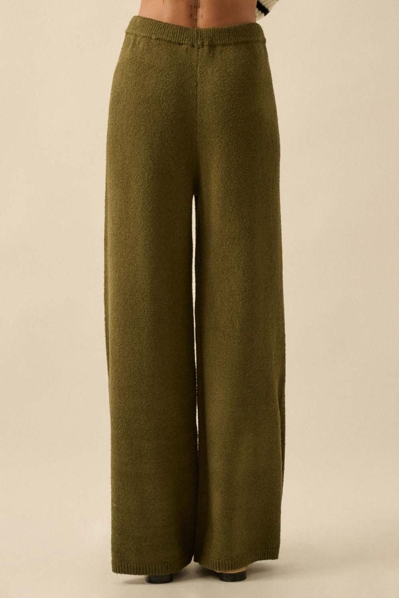Olive knit flare pants