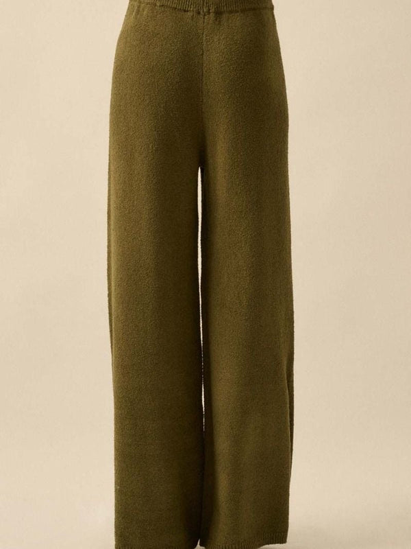 Olive knit flare pants