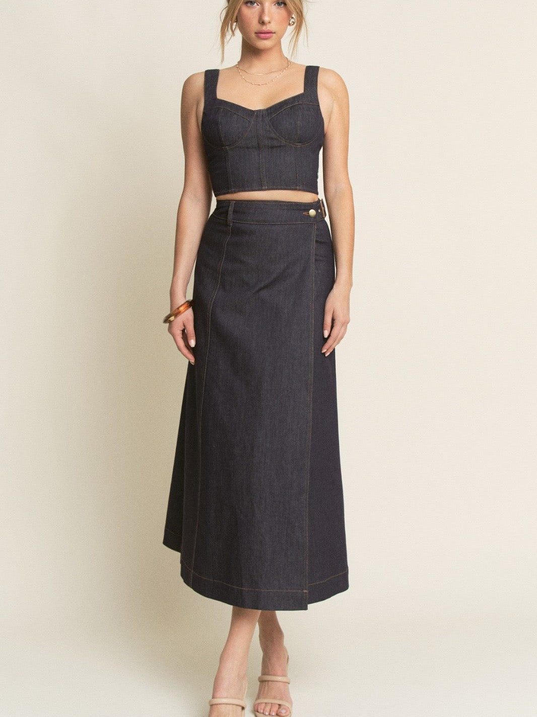 Índigo wrap Midi Skirt Set