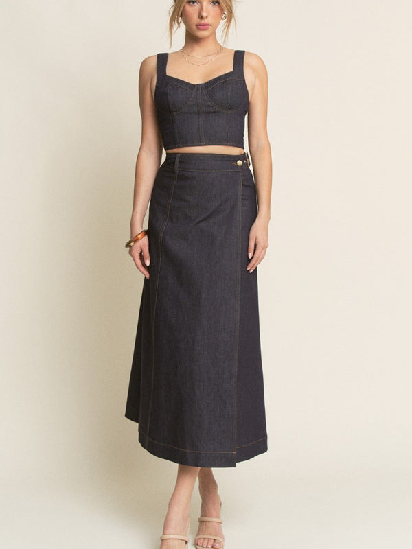 Índigo wrap Midi Skirt Set
