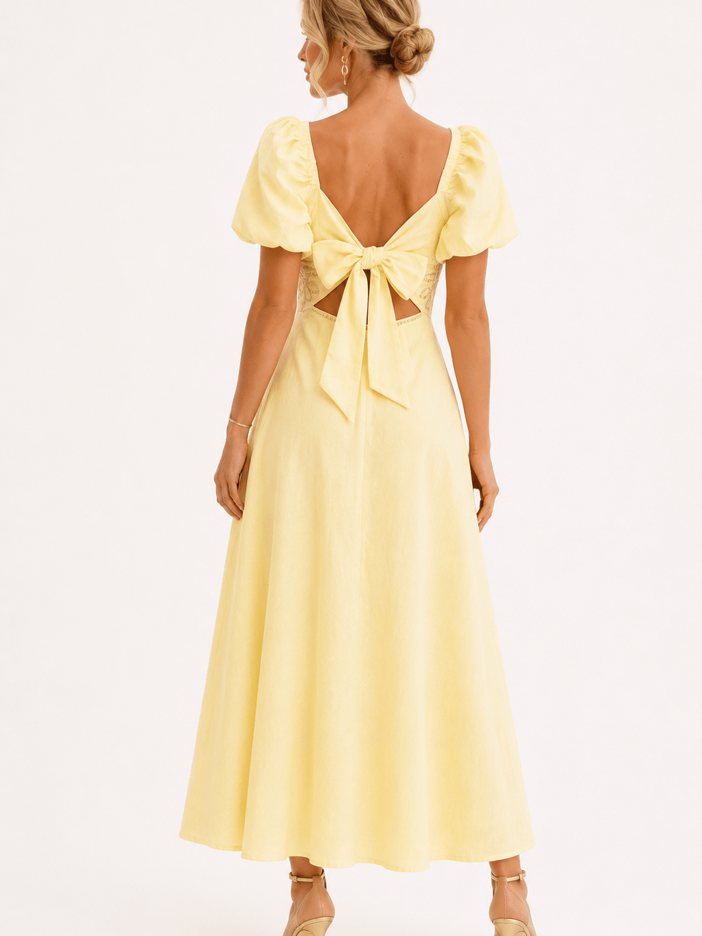 Lemon Chantilly Linen Dress