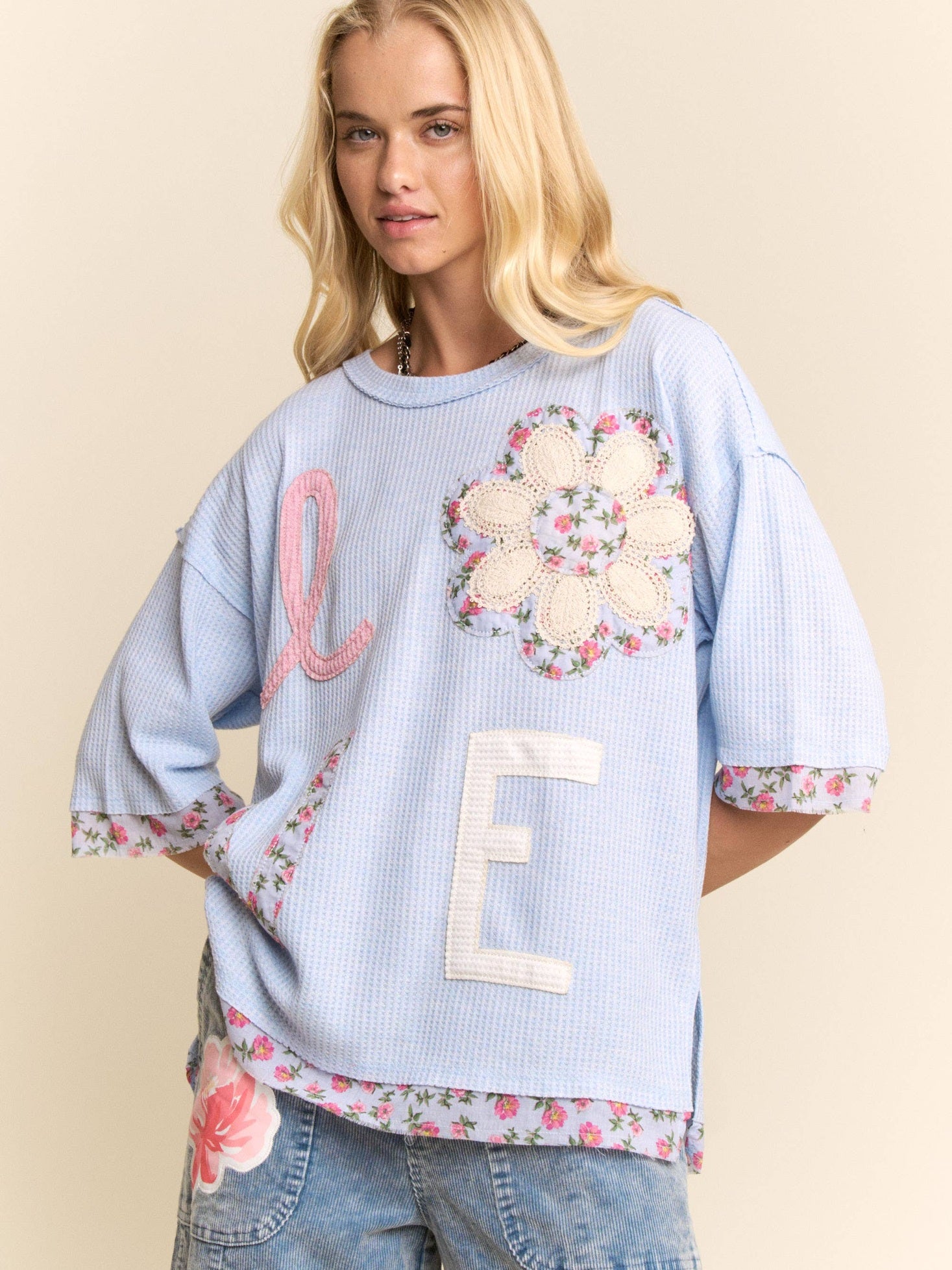 LOVE LETTER PATCHWORK TOP