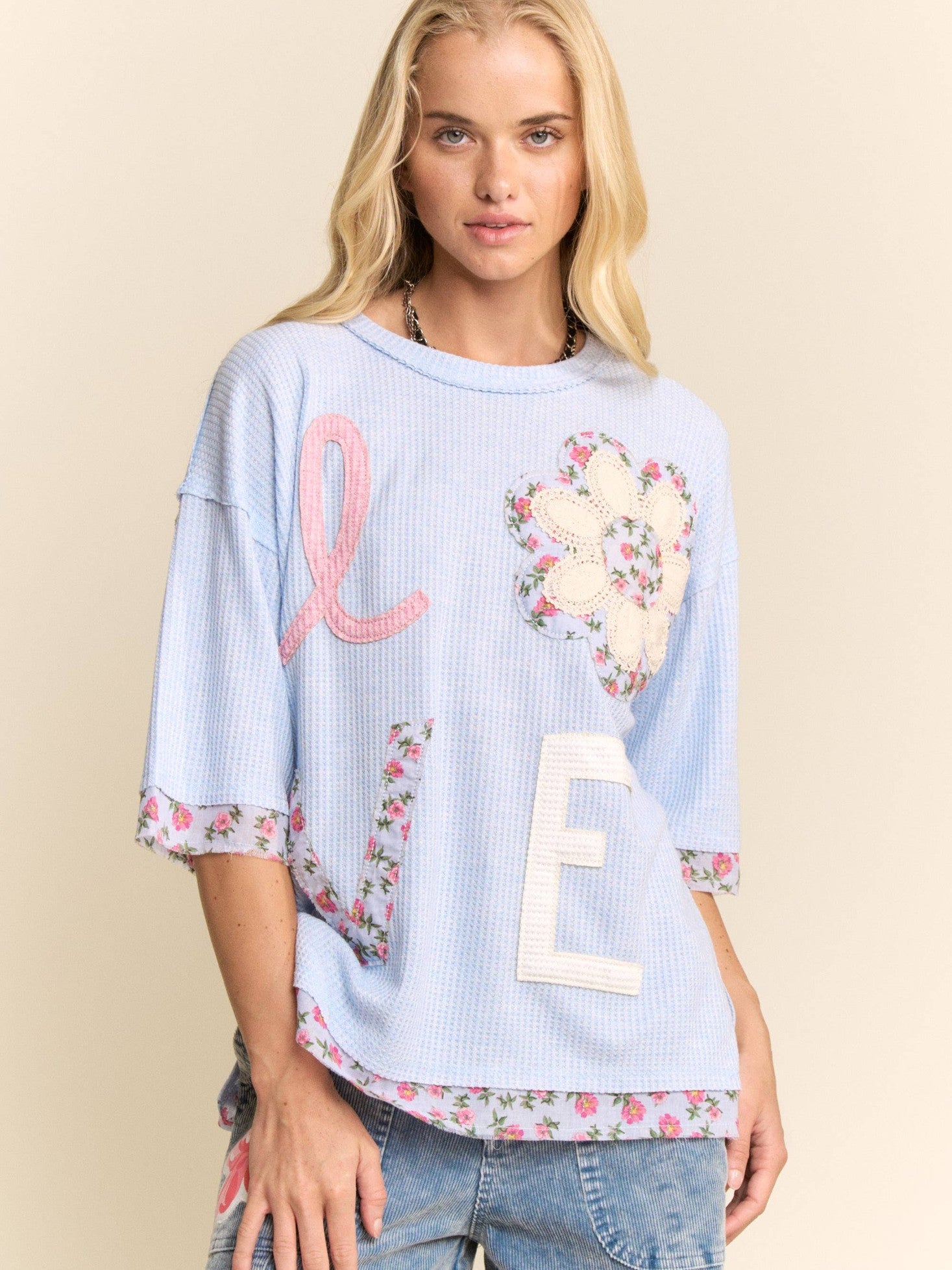 LOVE LETTER PATCHWORK TOP