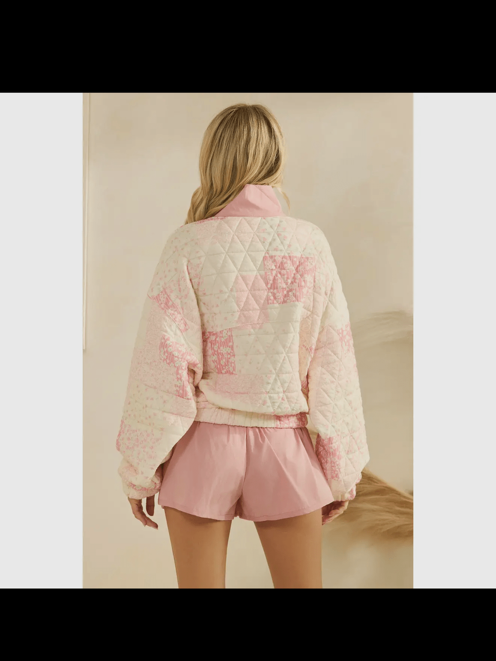 PREORDER SHIPS 28.25.   Textured contrast printed Quarterzip Sweater