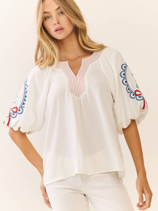 Solid Airflow Peasant Blouse