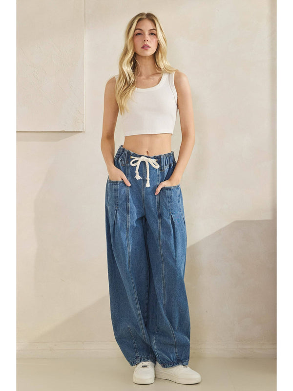 The Coastline Wide-Leg Denim Joggers