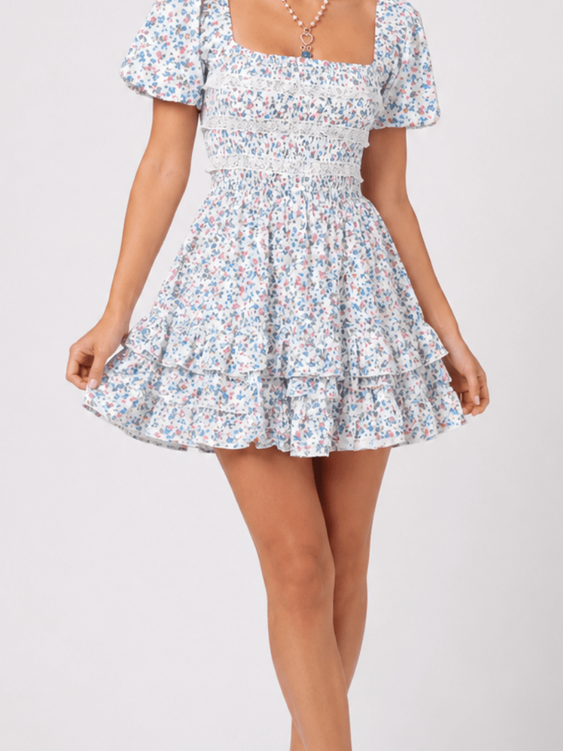 Sky Blossom Mini Dress