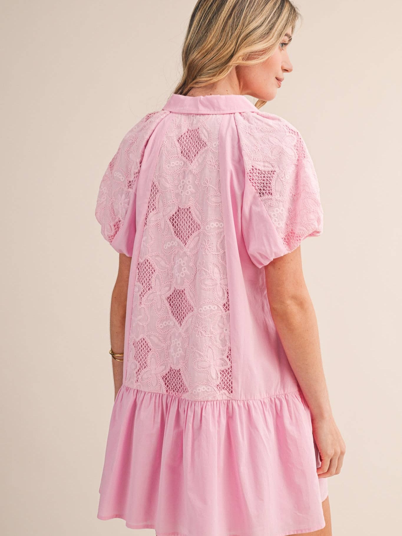 FLORAL EMBROIDERY CUT-OUT MINI DRESS