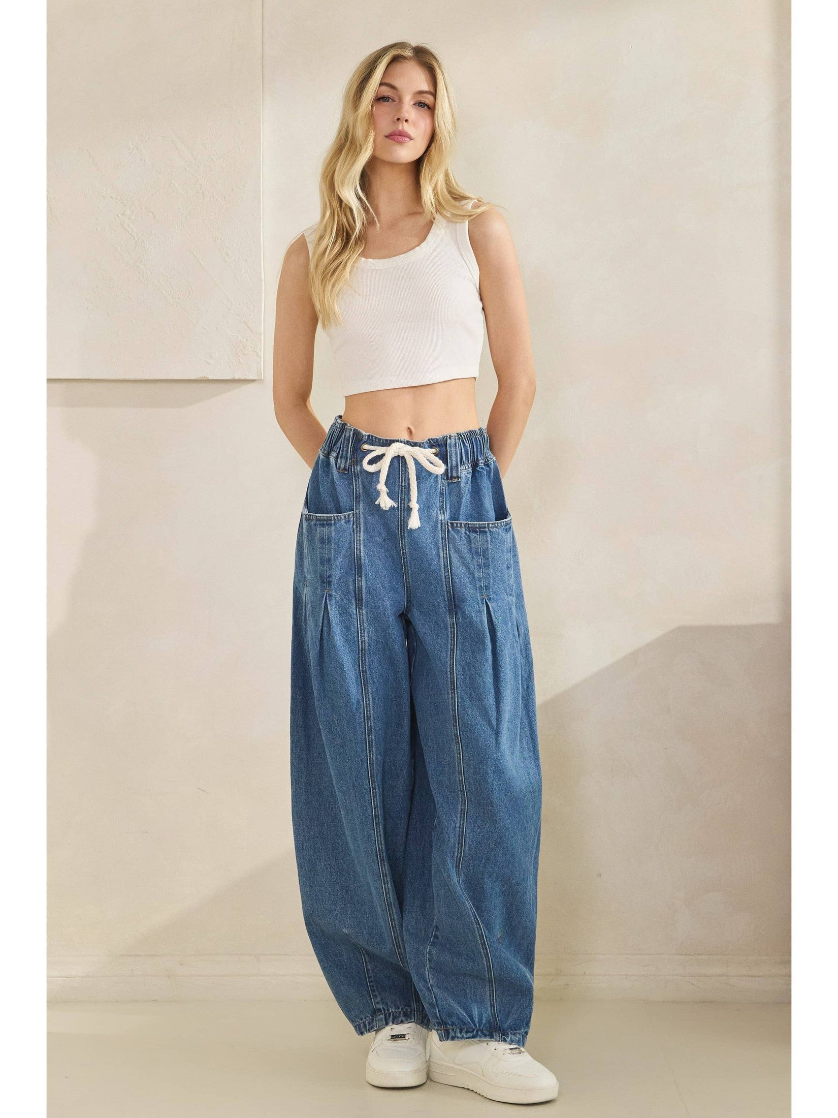 The Coastline Wide-Leg Denim Joggers