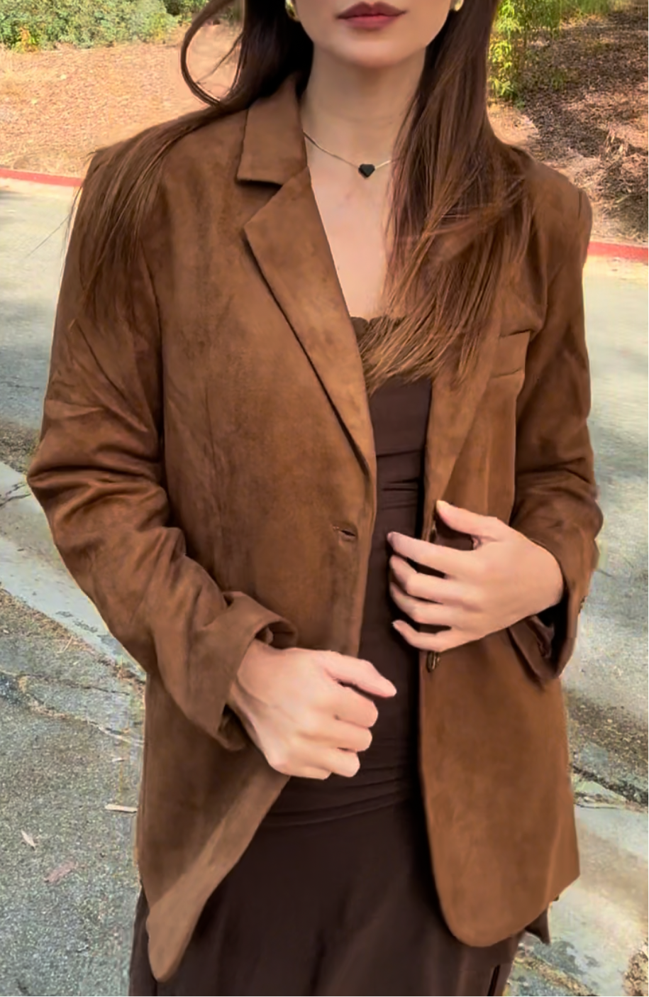 Loose suede blazer