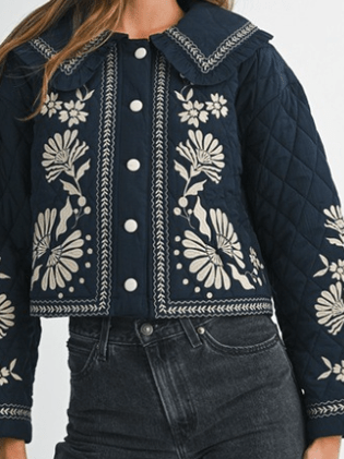 Embroidered navy jacket