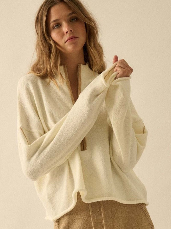 Contrasted knit sweater