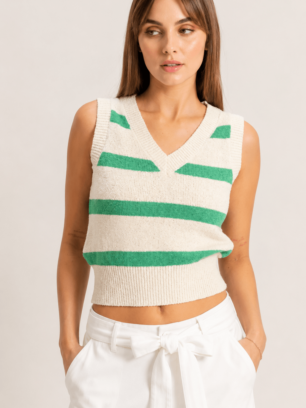 Striped V-Neck Sweater Vest