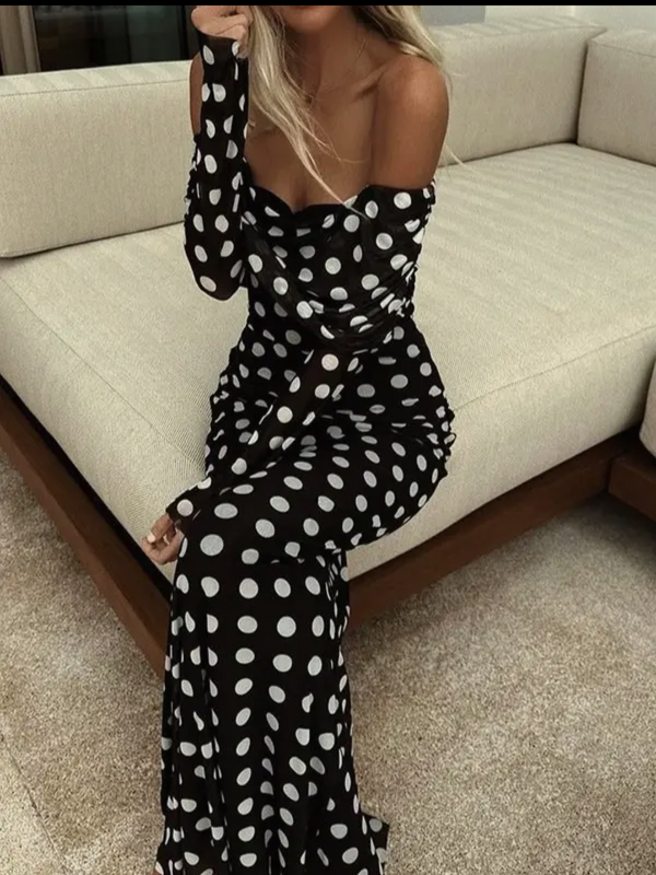 Polka dots long dress