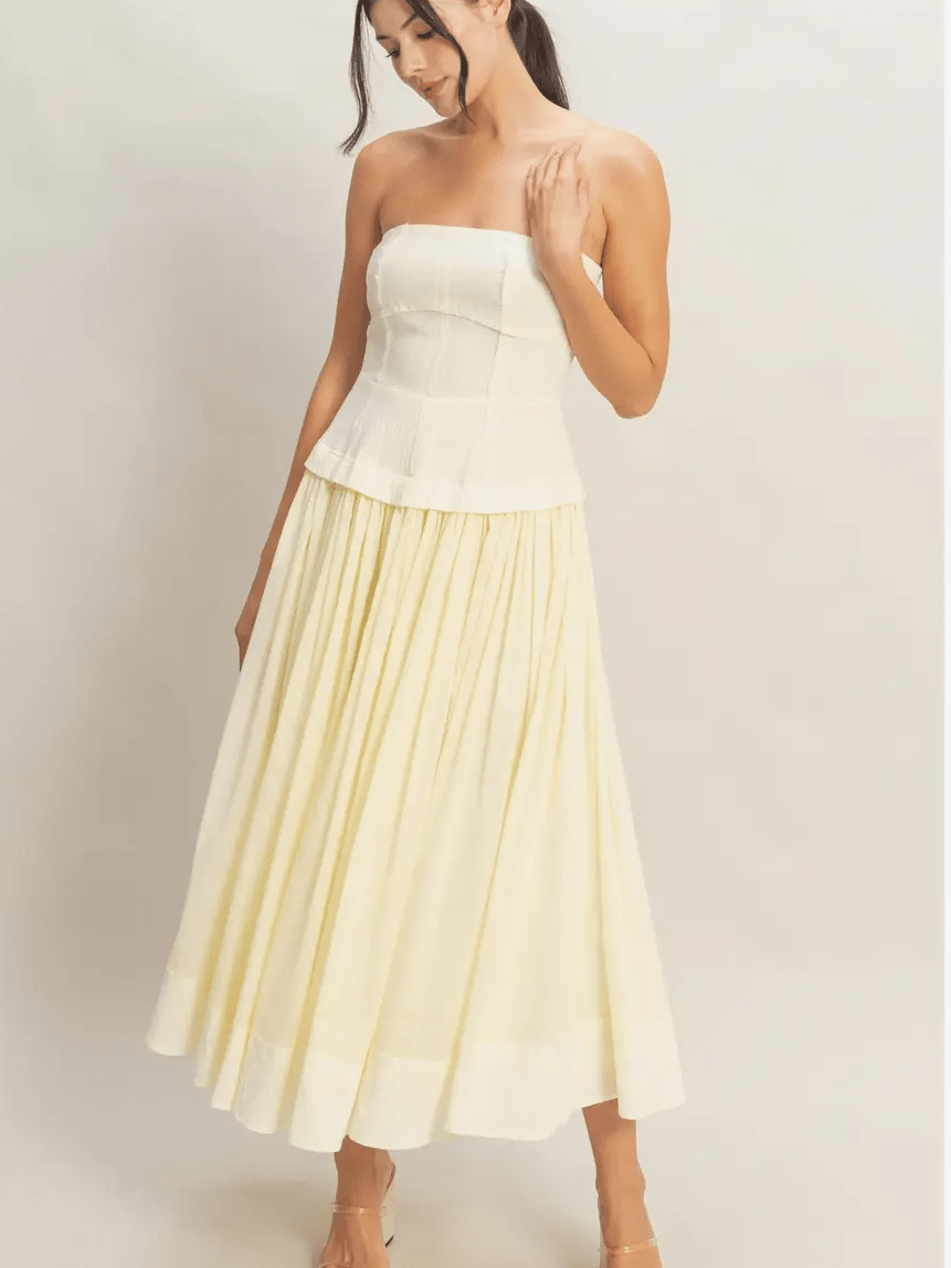 Luciana butter yellow linen dress