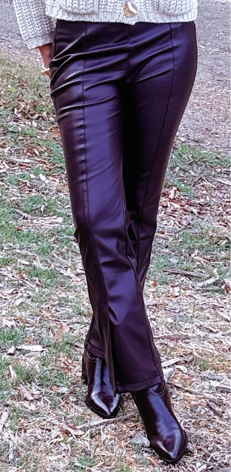 Pu leather burgundy leggings