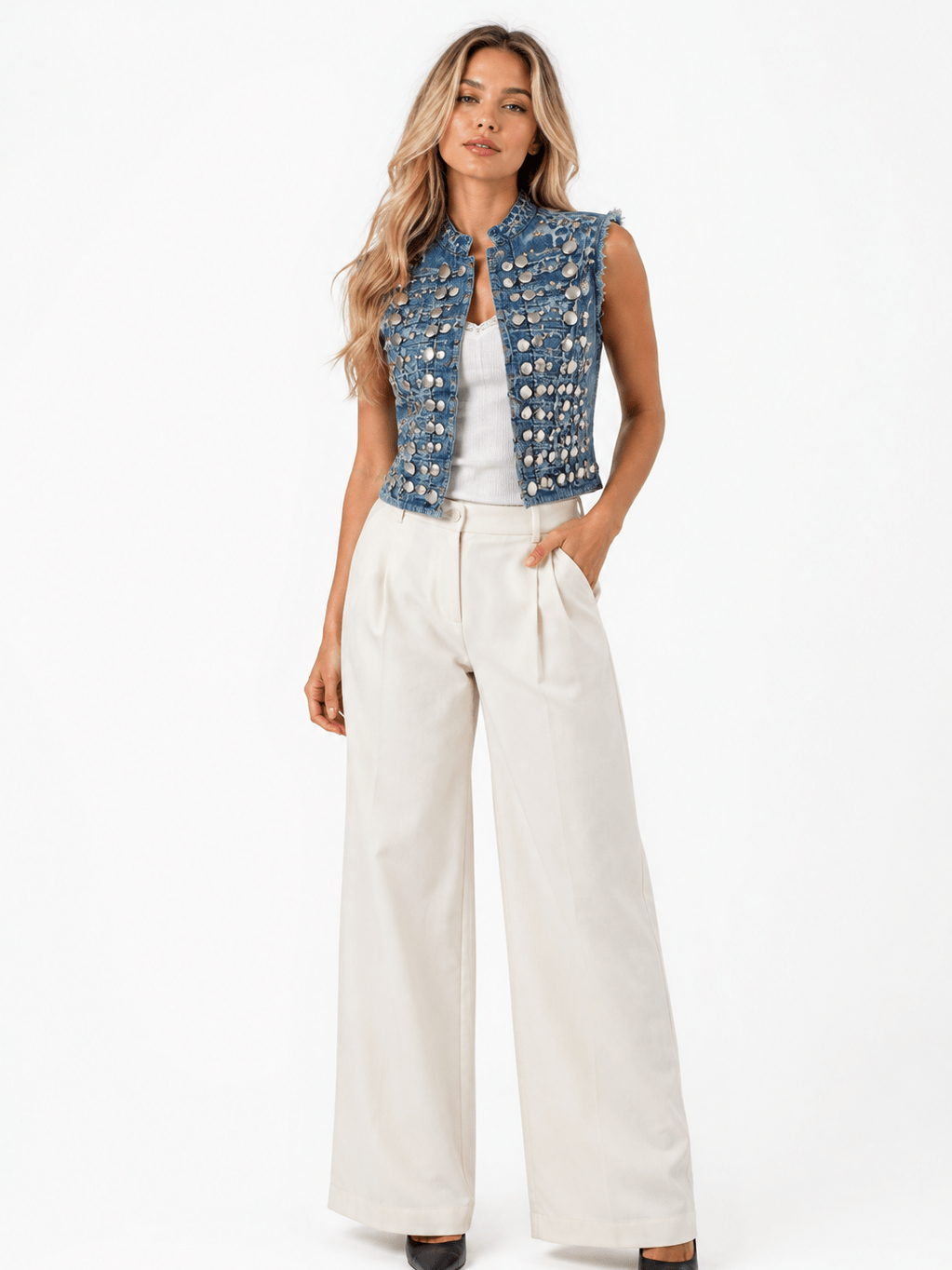 Denim Napoleón animal Print Vest