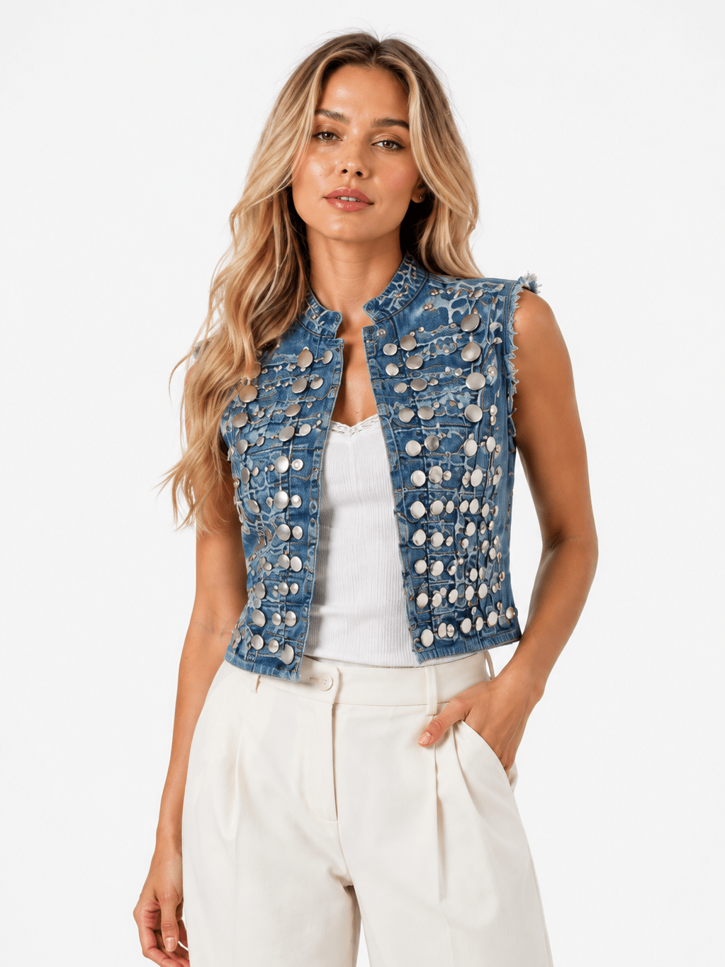 Denim Napoleón animal Print Vest