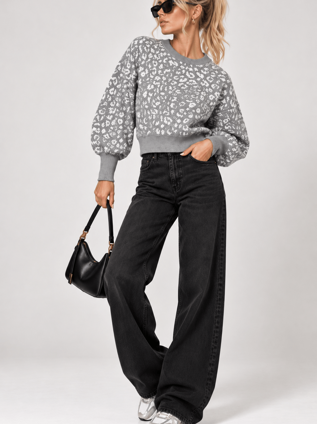 Silver animal print sweater