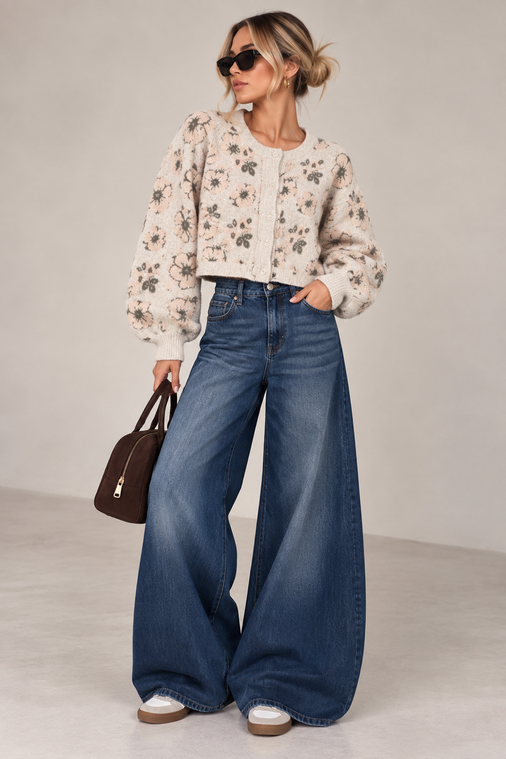 Floral jacquard cardigan