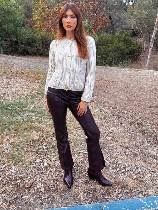 Pu leather burgundy leggings