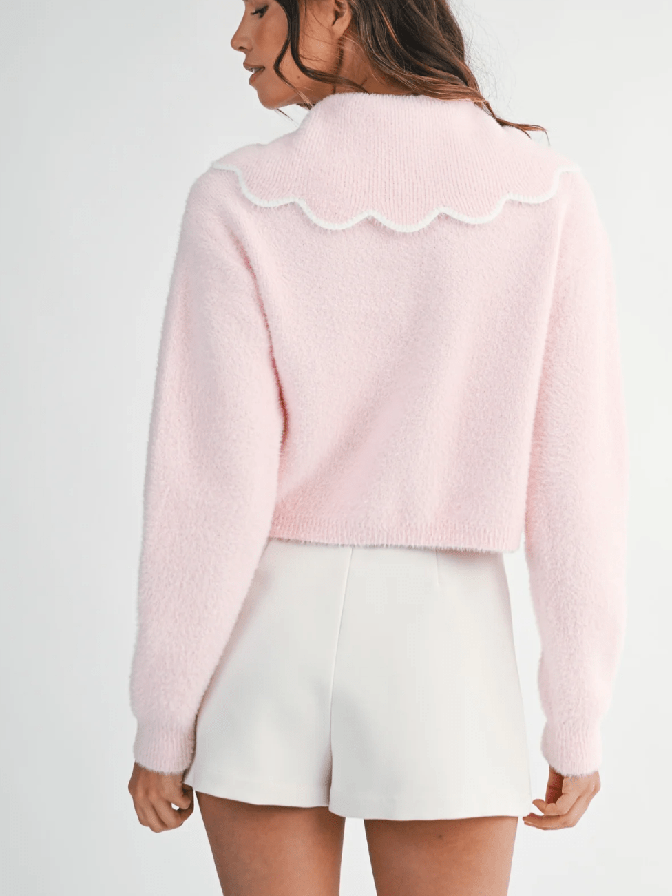 Strawberry milk contrasted fluffy cardigan