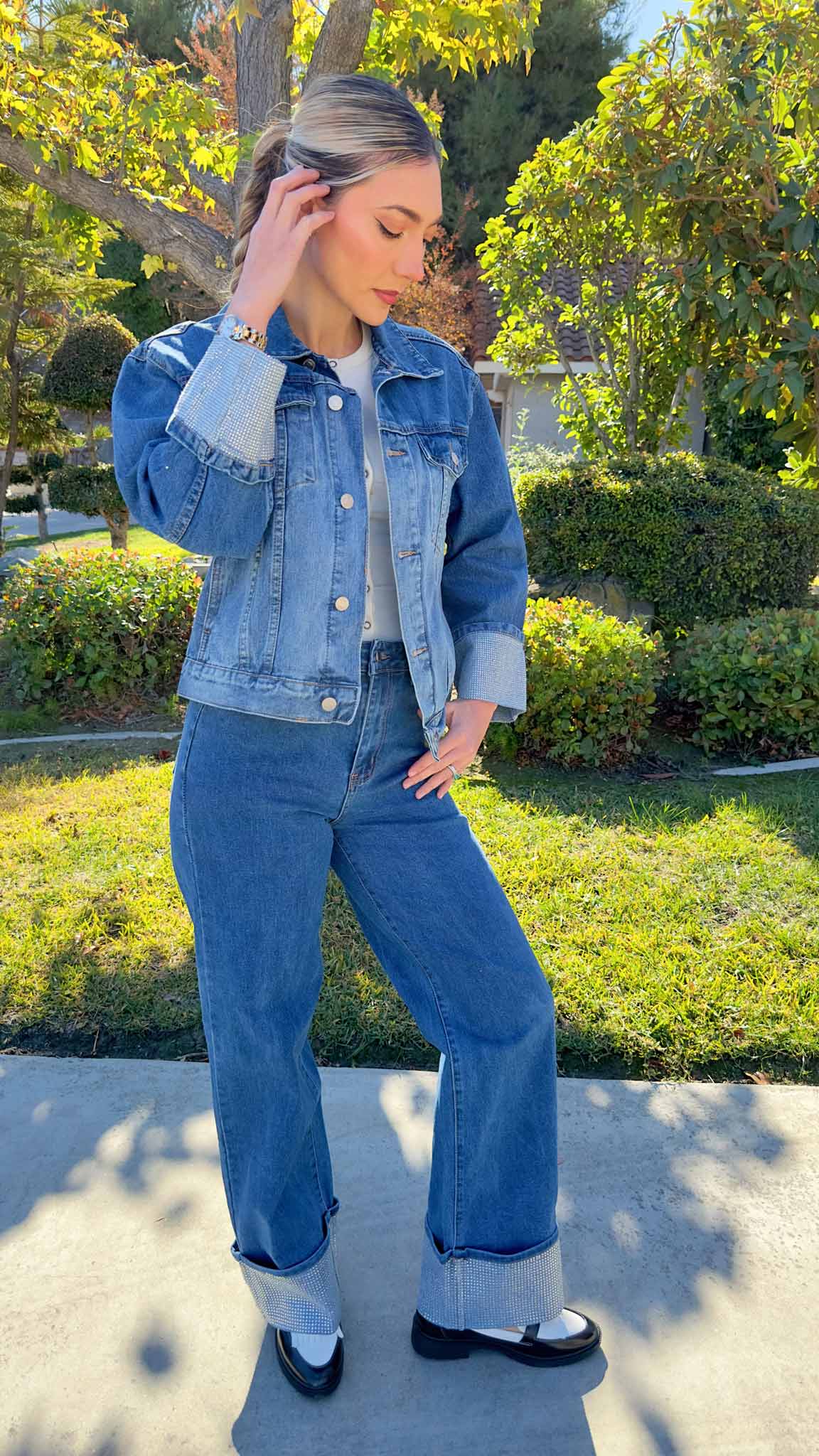 Crystal Light Jean with Rhinestone Cuff