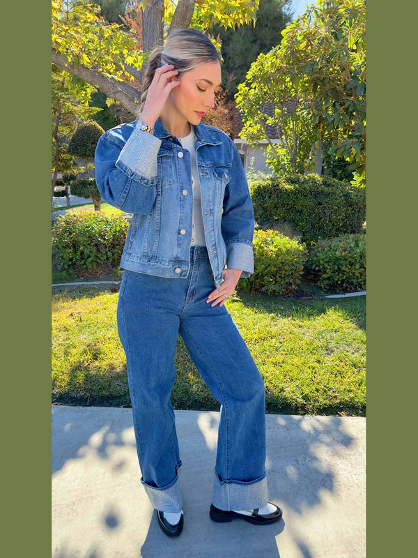 Crystal Light Jean with Rhinestone Cuff