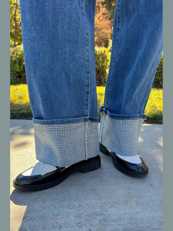 Crystal Light Jean with Rhinestone Cuff