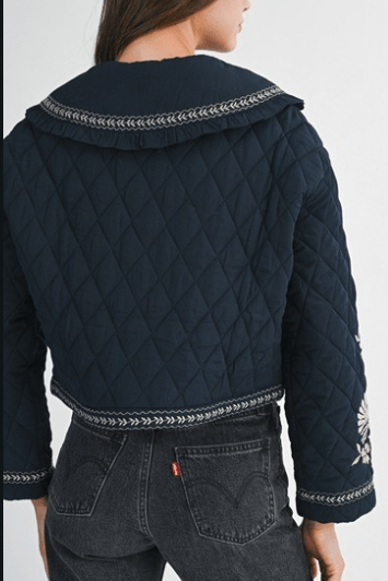 Embroidered navy jacket