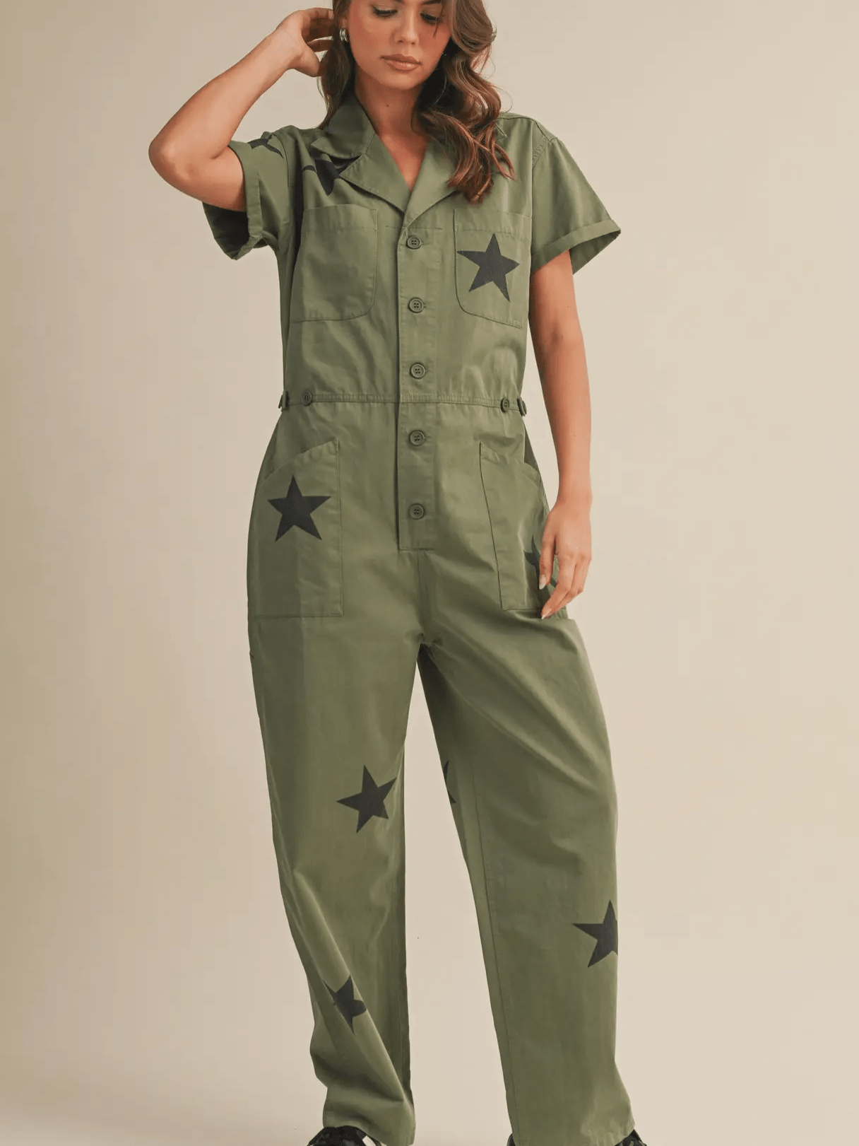 Rock star olive jumpsuit
