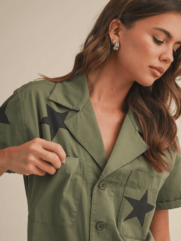 Rock star olive jumpsuit