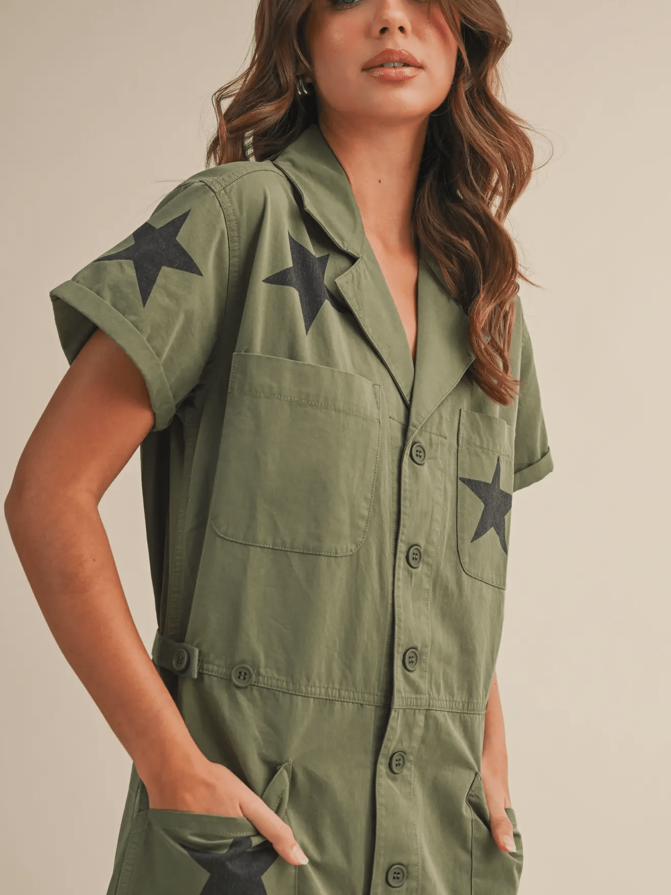 Rock star olive jumpsuit