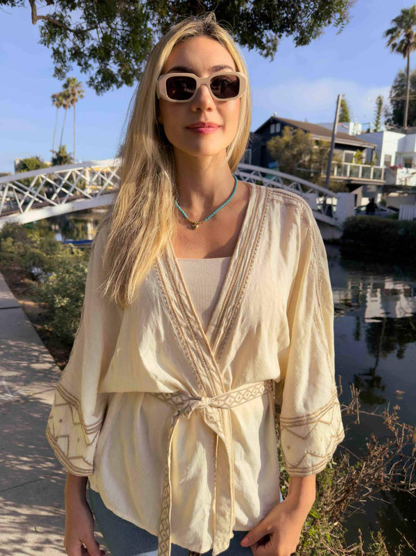 Golden Mist Embroidered Cover Up