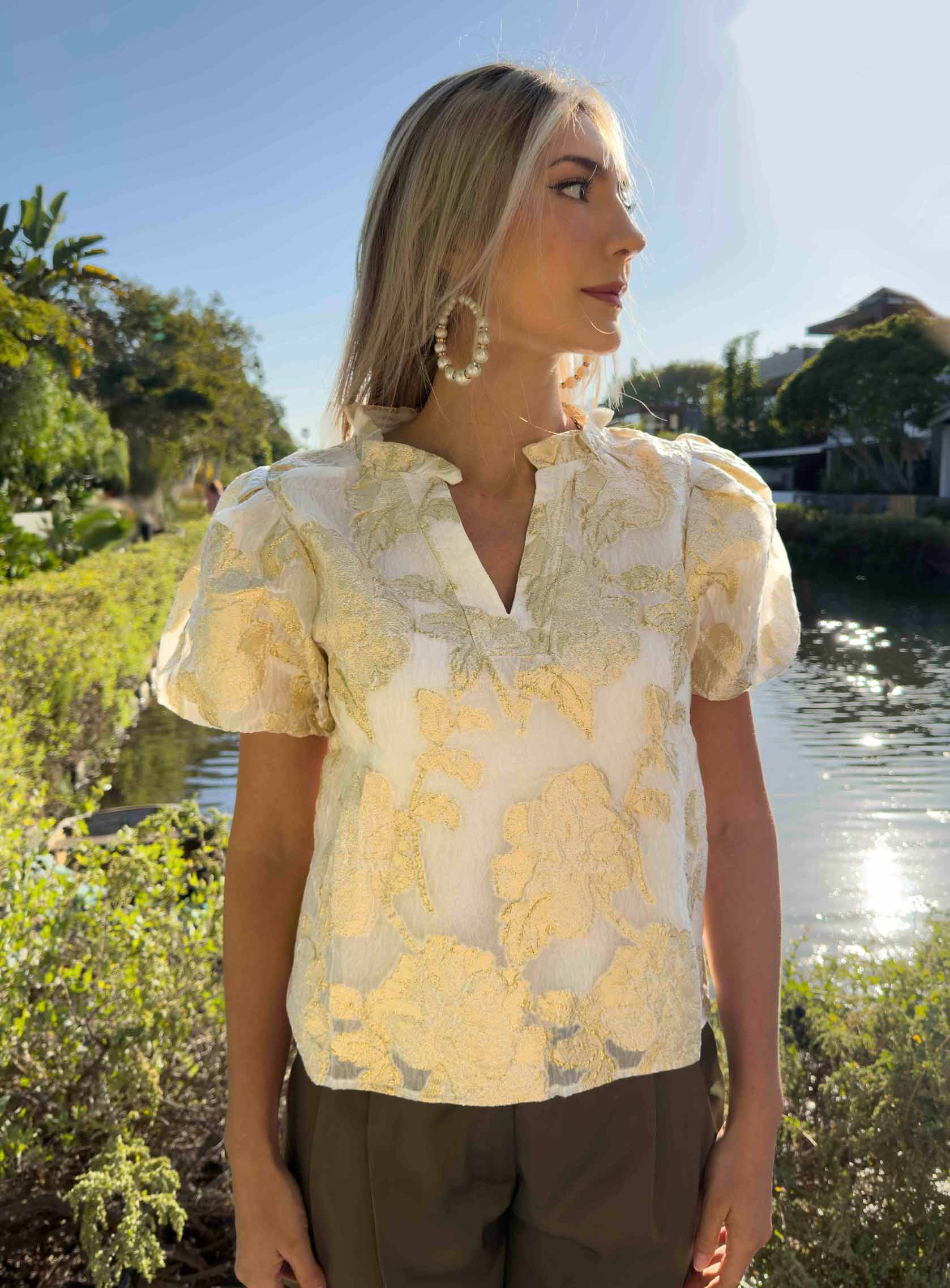 Golden Ivy Jacquard Blouse