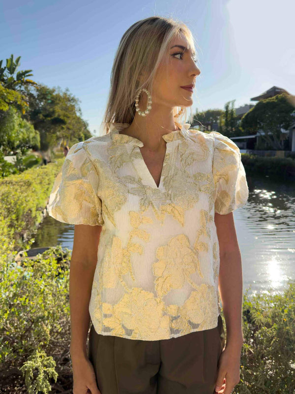 Golden Ivy Jacquard Blouse