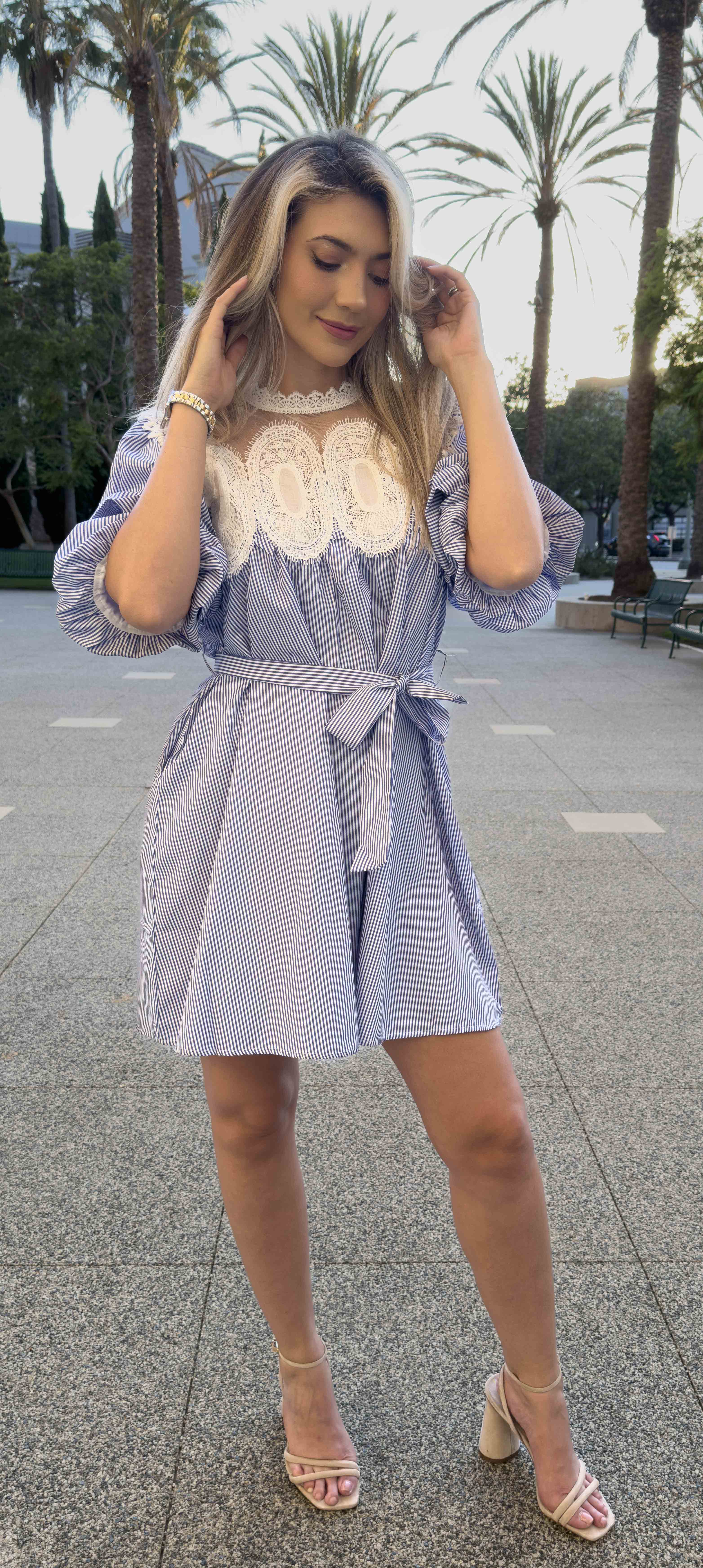 Hada Blue Stripes Cotton Dress