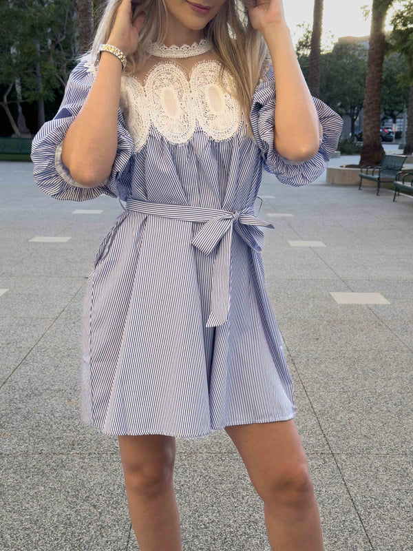 Hada Blue Stripes Cotton Dress