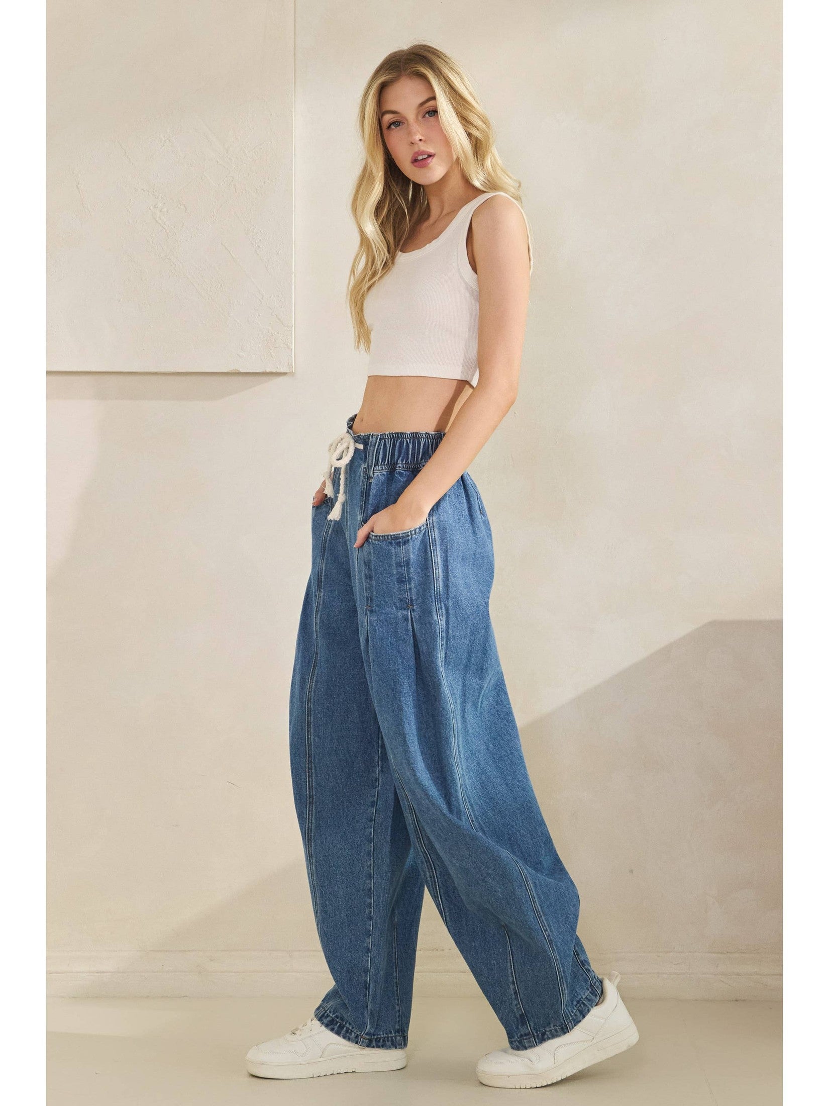 The Coastline Wide-Leg Denim Joggers