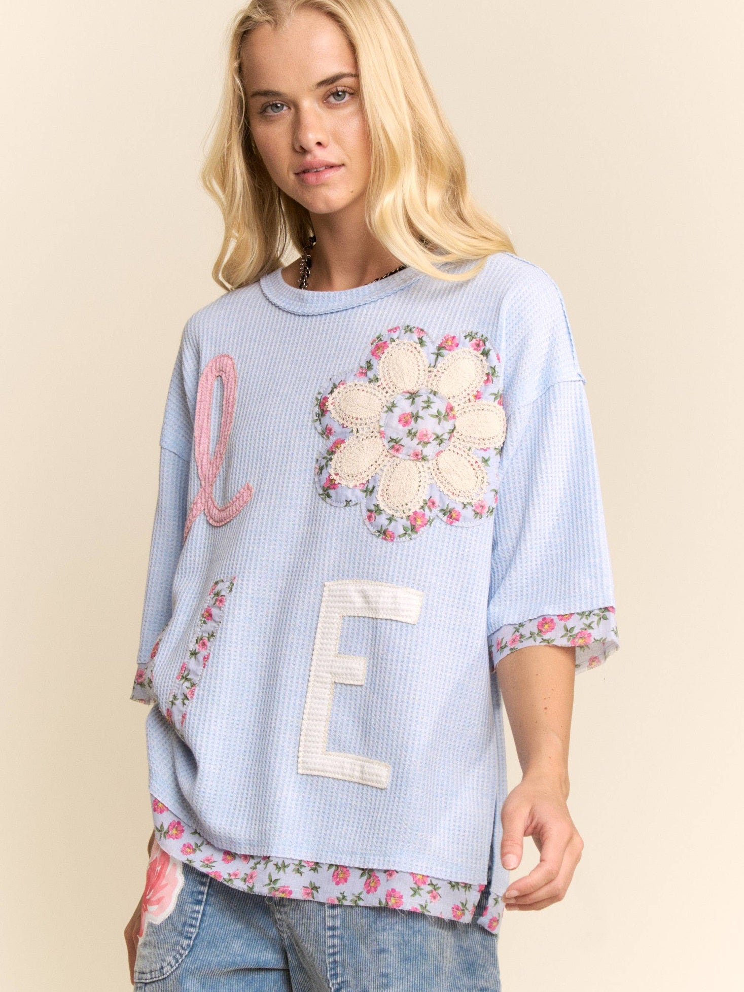 LOVE LETTER PATCHWORK TOP